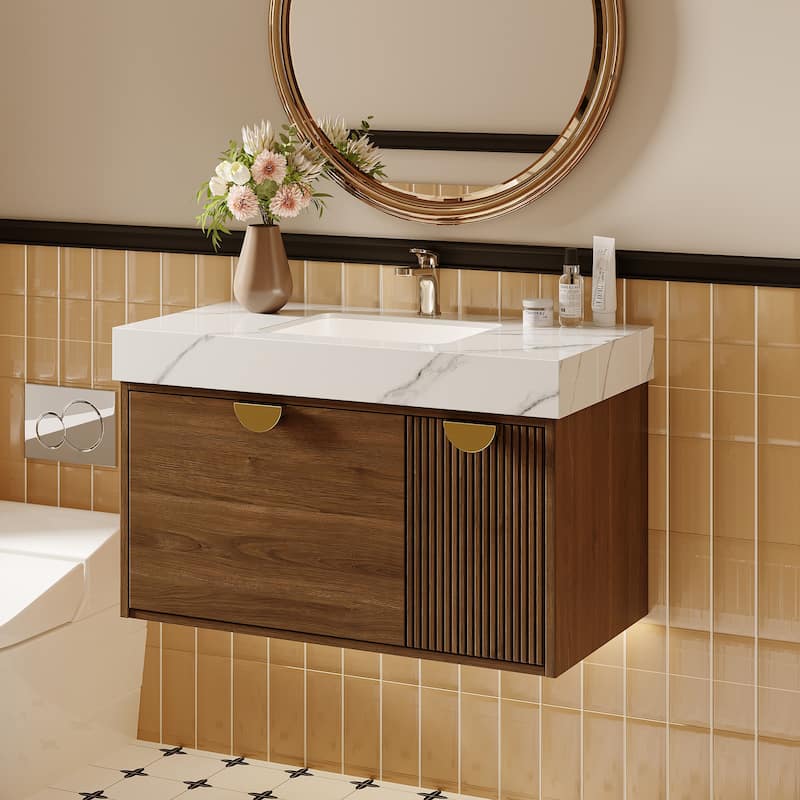 36" Single Bathroom Vanity with Sintered Stone Top