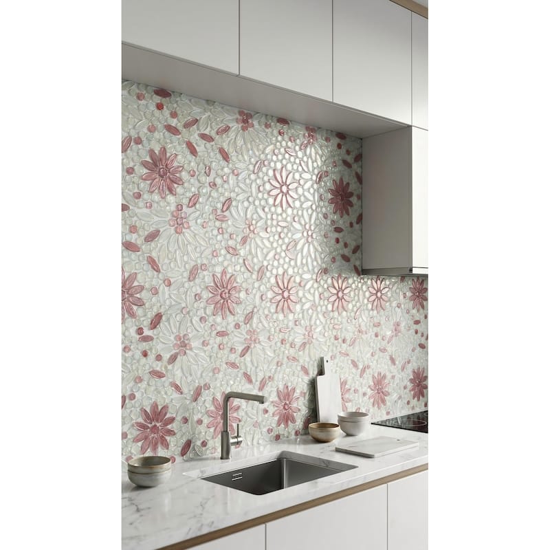 ES Stone Floral Glass Mosaic Tile - Case (10 Sheets)