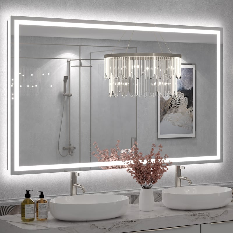 Large LED Bathroom Mirror - Dimmable, Anti-Fog